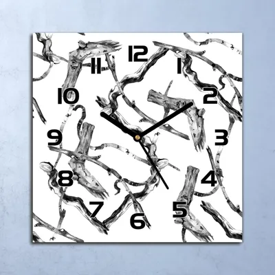 Produktbild von Wanduhr Echt-Glas-Küchenuhr  Baumzweige Quarz Lautlos 30x30 Deko Bilder