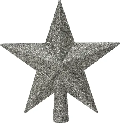 Produktbild von Christbaumspitze Stern mit Glitzer 19cm Kunststoff - Marmorgrau