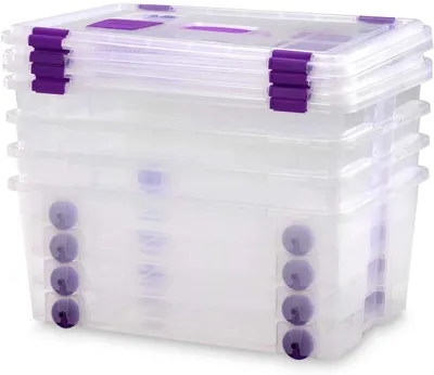 Imagen del producto de Caja de Almacenaje 42 L con Ruedas Pack 4 COM-FORT HOUSE