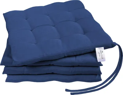 Produktbild von Sitzkissen Stuhlkissen mit Bändern 40x40cm 4er-Set in verschiedenen Farben Navy blau