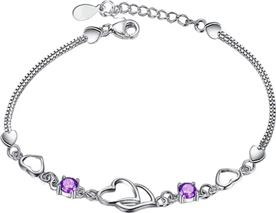 Produktbild von Armband mit verschlungenen Herzen, Kupferlegierungsarmband mit Strass, Schmuck für das weibliche Handgelenk, Valentinstagsgeschenk für ihre Freundin und Ehefrau
