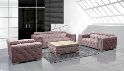 Immagine prodotto di Divano Chesterfield dal design classico, composto da un divano a 3 posti e una poltrona, imbottitura di alta qualità