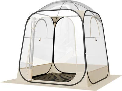 Produktbild von SucceBuy Transparentes Zelt, 160x160x182 cm, Pop-up-Zelt für 2–4 Personen, Sportzelt mit Bodenmatte und oberer Abdeckung, Garten-Iglu-Kuppelzelt, Campingunterstand für Outdoor-Aktivitäten, Angeln und Veranstaltungen