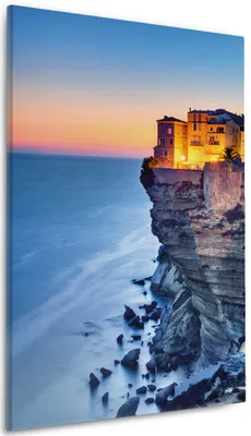 Produktbild von Wallario Premium Leinwandbild Haus an der Klippe in Größe 60 x 90 cm