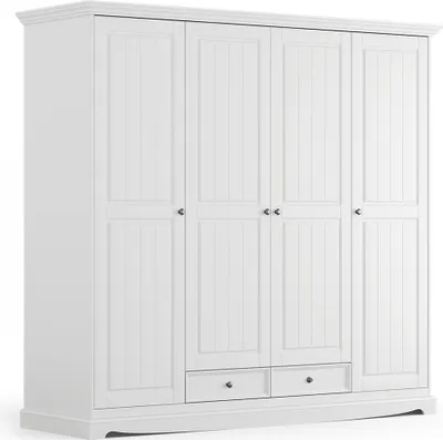 Produktbild von Kleiderschrank Schlafzimmer, Massivholz in weiß BORMIO-163