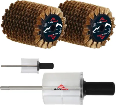 Zdjęcie produktu dla Zestaw szczotek RaceWax Roto z nylonowym włosiem końskim lub miedzianą szczotką wirnikową 200 mm SpeedStick - Szczotka: 2x brąz/miedź + kij