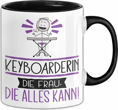 Produktbild von Keyboarderin Geschenk Tasse Becher Die Frau Die Allen Kann Geschenkidee für eine Keyboarderin Lustig (Schwarz)