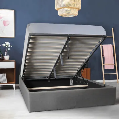 Produktbild von BETTKASTEN GENOA / Bett 140x190 - Dunkelgrau