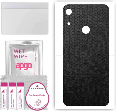 Produktbild von apgo Rückseite Schutzfolie, Skin, kompatibel mit Huawei Y6s (2019), Hinten Displayschutzfolie aus Vinylfolie, kratzfest, einfache Montage - Schwarze Honigwabe