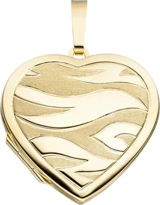 Produktbild von Medaillon Anhänger zum Öffnen Herz teilmattiert 585 Gold Gelbgold Damen
