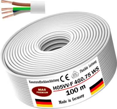 Zdjęcie produktu dla 100 m plastikowy przewód wężowy H05VV-F 4G0.75 Biały elastyczny przewód Kabel do urządzeń