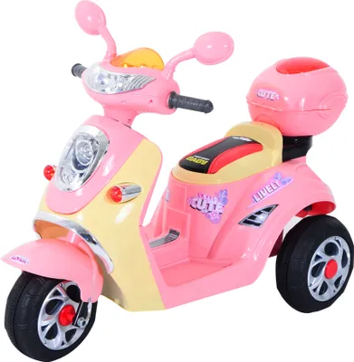 Produktbild von HOMCOM Elektrická detská motorka Elektrické auto Detská trojkolka, 6V, kov+PP, 108x51x75cm (ružová+žltá)