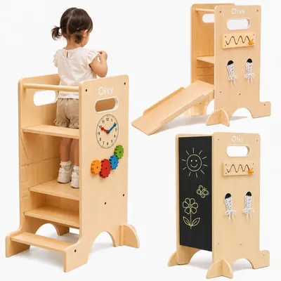 Zdjęcie produktu dla Montessori Wieża Kuchenna dla Dzieci, Bezpieczna i Regulowana