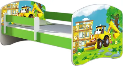 Immagine prodotto di Letto ACMA per giovani letto per bambini letto junior completo di materasso a doghe e protezione anticaduta verde 20 Bagger 180x80