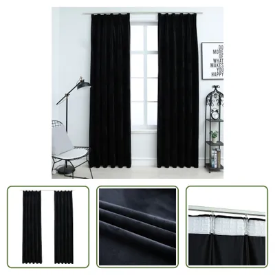 Immagine prodotto di The Living Store tende oscuranti con ganci 2 pezzi velluto nero 140x225 cm