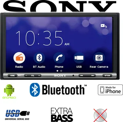 Zdjęcie produktu dla Sony XAV-3500, Czarny, 2 DIN, 220 W, 4.0 kan., 55 W, AAC, CUE, FLAC, M4A, MP3, PCM, SBC, WAV, WMA, WMV