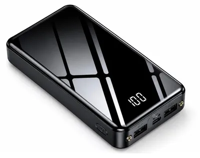 Produktbild von Verk 06368 Powerbank, 20000 mAh, USB-C/USB-A, 2 LEDs, schwarz