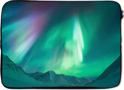 Produktbild von MuchoWow® Laptop Hülle 14 ZollNordlichter - Berg - Schnee Laptoptasche - Laptoptasche - Stoßsicher - Schutzhaube