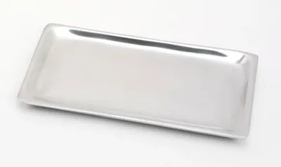 Produktbild von Kerzenteller rechteckig Messing vernickelt Silber poliert (Innen 17 x 9 cm) für Kerzen, Hochzeitskerzen, Taufkerzen, Anlasskerzen