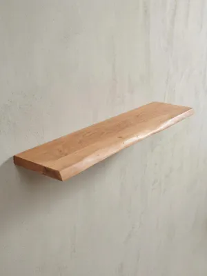Produktbild von Rustikales Akazienholz Schweberegal mit Baumkante, Landhausstil, Wandmontage. 160x26x4 cm | Kadima Design