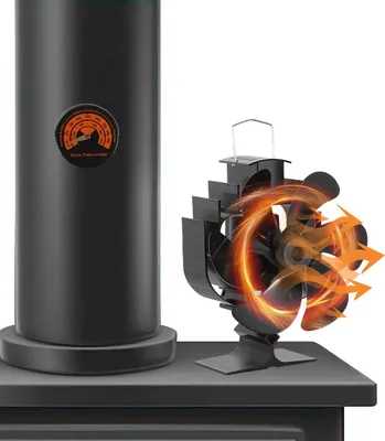 Productafbeelding van Ikodm Kachelventilator, ventilator, blazer, ovenventilator, ventilator met 6 bladen, ventilator voor kachel