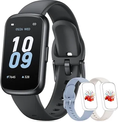 Obrázek produktu pro Chytré hodinky pro ženy a muže, 3 řemínky, 1,47'' malý fitness tracker, tracker aktivity, pulsometr, SpO2, tracker spánku, krokoměr, sportovní hodinky pro Android a iOS
