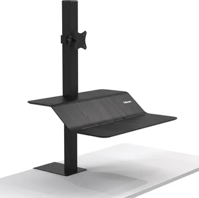 Image de Fellowes® FW8080101 Poste de travail assis/debout Lotus VE - pour 1 écran, réglable en hauteur, acier, noir