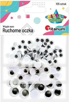 Zdjęcie produktu dla TITANUM Oczy samoprzylepne mix 105 sztuk - 3 rozmiary do scrapbookingu