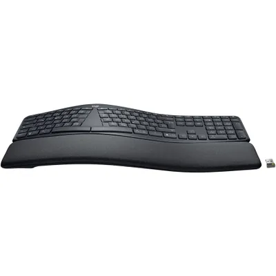 Produktbild von Logitech ERGO K860 Split for Business, Volle Größe (100%), Kabellos, Bluetooth, Halbmechanischer Schlüsselschalter, AZERTY, Graphit