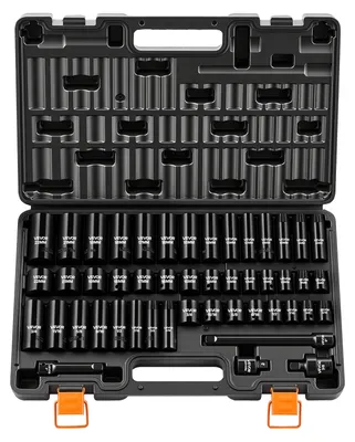 Zdjęcie produktu dla Zestaw nasadek udarowych VEVOR 1/2", 13-częściowy, głębokie nasadki metryczne 10-24mm, 6-kątne, wykonane ze stali stopowej CR-V, idealne do napraw samochodowych, wyraźne oznaczenia rozmiarów, solidna konstrukcja, w komplecie walizka do przechowywania