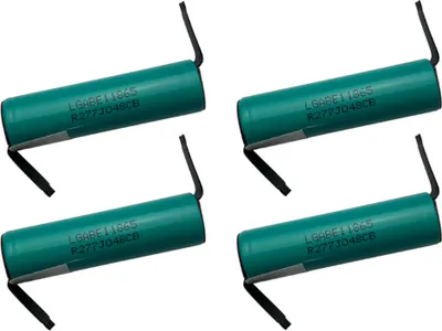 Produktbild von Trade-Shop 4x LG LGABE11865 Lithium-Ion Akku mit Z-Lötfahnen versetzt Industrie-Zelle 3200mAh 3,6V/3,7V 6,2A Entladestrom