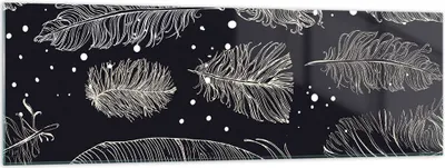 Produktbild von Bilder auf glas - Einteilig - Federn Grafiken Gliederung - 160x50cm - Glasbilder - Wandbilder - Bilder - Wanddekoration aus Glas - Glas Bilder - Wandbild auf Glas - GAB160x50-4244