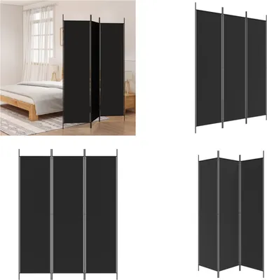 Obrázek produktu pro vidaXL 3 dílný paraván černý 150x200 cm látka - rozdělovač místností - paraván - rozdělovač místností - dělící stěna
