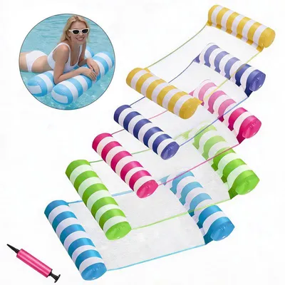 Produktbild von 5er Set aufblasbare Pool Hängematte mit Pumpe, Schwimmhängematte für Erwachsene, für Pool und Urlaub