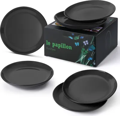 Produktbild von MIAMIO - 6er Teller Set Modern aus Keramik  (Schwarz, 20,5 cm)