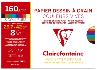 Obrázek produktu pro Clairefontaine 96770C, Umělecký papír, 160 g/m², 12 listy