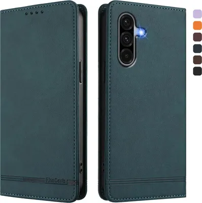 Produktbild von Hülle für Samsung Galaxy A56, Retro Kunstleder Ständer Klapphülle mit Kartenfächer und Magnetische Grün