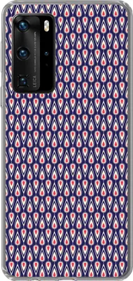 Produktbild von MuchoWow® Handyhülle Schutzhülle Hülle für Telefoonhoesje Huawei P40 Pro Muster - Vintage - Blau - Rot Silikon Softcase Handy Hülle - Schutz