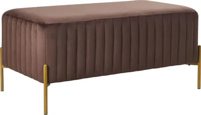 Produktbild von BELIANI Bank Dunkelbraun Samt mit Goldenen Metallbeinen 97 x 47 cm Rechteckig Glamouröser Stil Sitzbank Bettbank Wohnzimmer Schlafzimmer Flur