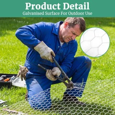 Produktbild von Maschendraht 40 cm x 10 m, verzinkter Hasendraht für Kaninchen, feinmaschiges Drahtgitter für Hühner, Kleintiergehege, Gartenzaun und Wühlmausschutz