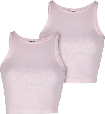 Obrázok produktu pre Dámske tričko Urban Classics Ladies Washed Rib Jersey Cropped Top 2Pack blushedrose - S