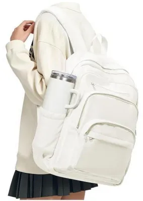 Immagine prodotto di Zaino per studenti, zaino per adolescenti, zaino da scuola, borsa da scuola, colore beige, capacità 29 litri, scomparto per laptop da 15,6 pollici