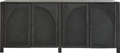 Produktbild von Buffet Mangoholz schwarzes Rohrgeflecht 175 cm modern