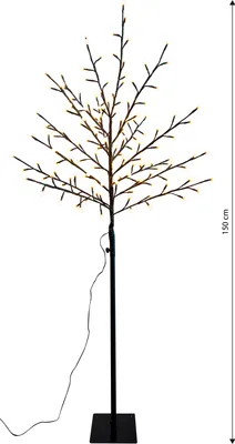 Produktbild von LED Baum mit 150 warmweißen LEDs H 150cm Timer 6h Ein 18h Aus Inkl 5m Kabel und Heringe