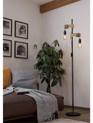 Produktbild von EGLO Townshend, Schwarz, Holz, Wohnzimmer, Metall, Holz, II, E27, 2 Glühbirne(n)