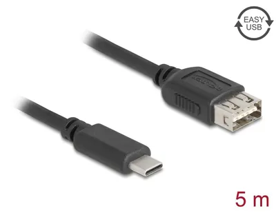 Zdjęcie produktu dla DeLOCK 81539, 5 m, USB C, USB A, USB 2.0, 0,48 Gbit/s, Czarny