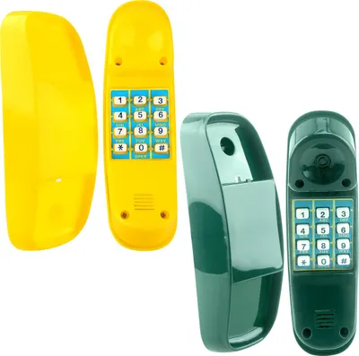 Produktbild von 2er-Set Spielzeugtelefon, Realistisches Design mit Zifferntasten – Frühförderung für Kleinkinder (Gelb & Grün)