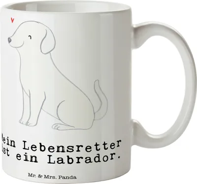 Produktbild von Mr. & Mrs. Panda Tasse Labrador Lebensretter - Weiß - Geschenk, Kaffeebecher, Henkelbecher, Keramiktasse, Kaffeetasse, Teetasse