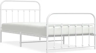 Obrázek produktu pro vidaXL Postel s čelem a nohou kovová bílá 107x203 cm
