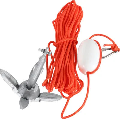 Image de TolleTour 0,7 kg Ancre Ancre de bateau Fonte galvanisée à chaud Ancre pliante Kit d'ancrage comprenant 20 m de corde d'ancrage, boucles, bouées et sacs de transport Ancre de bateau Accessoires pour bateaux pneumatiques Ancre pliante